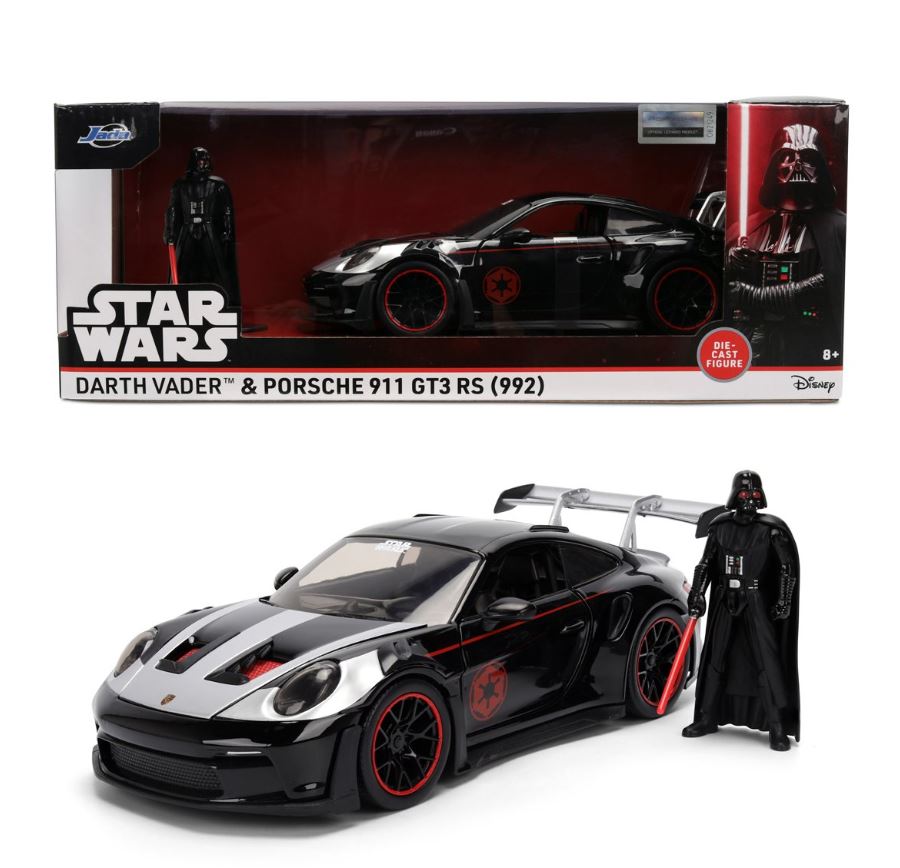 Hollywood Rides Star Wars Porsche 911 GT3 RS 992 1:24 Scale Die-Cast Metal Vehicle with Darth Vader Figure