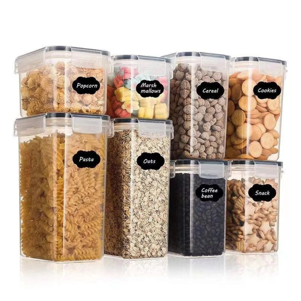 Airtight Food Storage Container Set – BPA-Free Pantry Organizers with Labels & Lids (Cereal, Pasta, Snacks, Coffee, Oats)