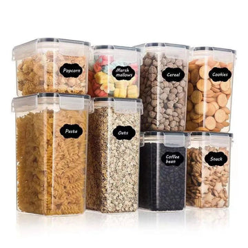 Airtight Food Storage Container Set – BPA-Free Pantry Organizers with Labels & Lids (Cereal, Pasta, Snacks, Coffee, Oats)