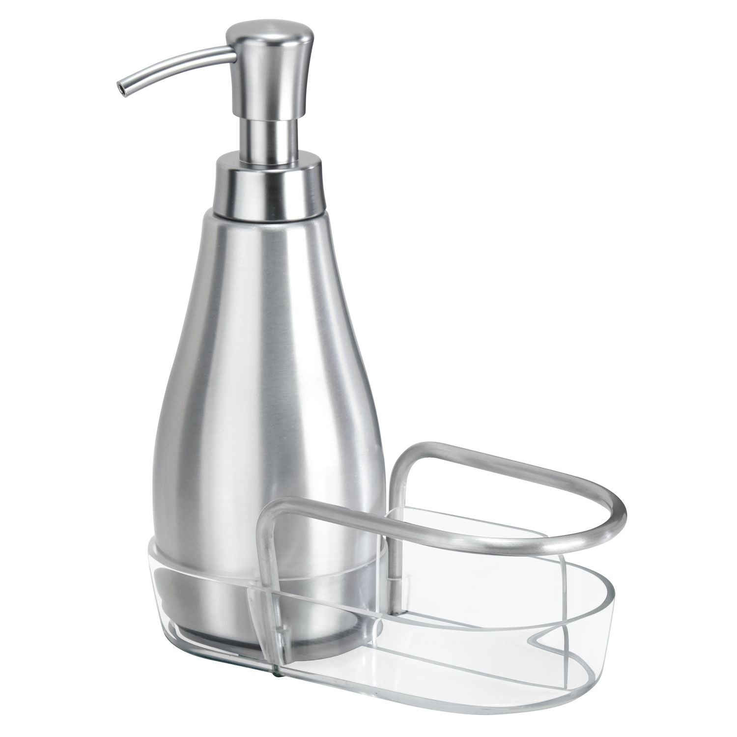 Stainless Steel Soap Dispenser with Built-In Sponge Caddy