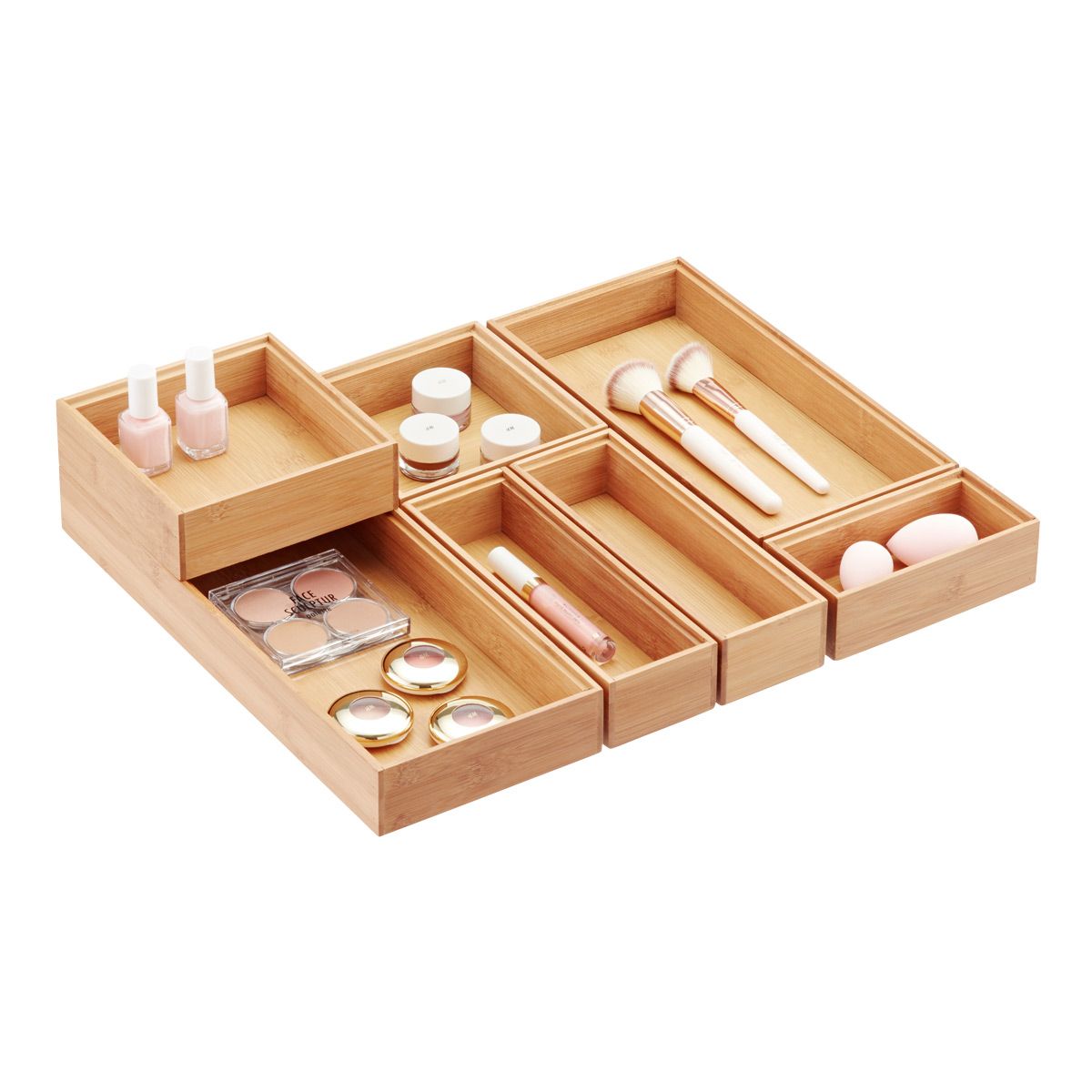 Bamboo Drawer Organizer Set – Adjustable Multi-Compartment Storage Trays