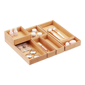 Bamboo Drawer Organizer Set – Adjustable Multi-Compartment Storage Trays