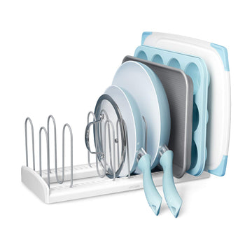 Adjustable Cookware Organizer Rack – Pot, Pan, Lid & Bakeware Holder