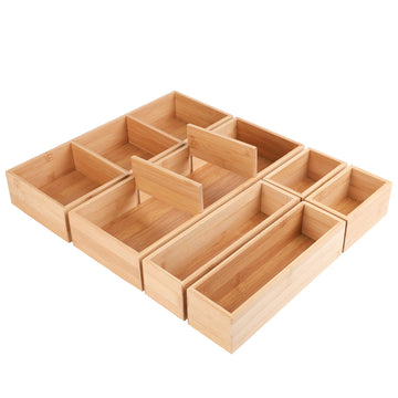 Expandable Bamboo Drawer Organizer Set – Adjustable Kitchen & Home Storage Trays