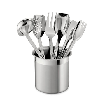 Premium 7-Piece Stainless Steel Kitchen Utensil Set with Holder – Heavy-Duty Cooking Tools