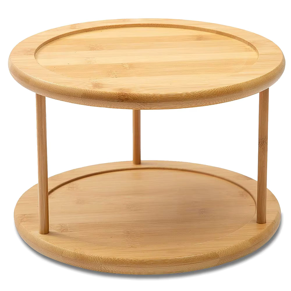 Bamboo Rotating Lazy Susan Organizer – 360° Turntable Storage Tray for Kitchen, Pantry, Countertop & Dining Table