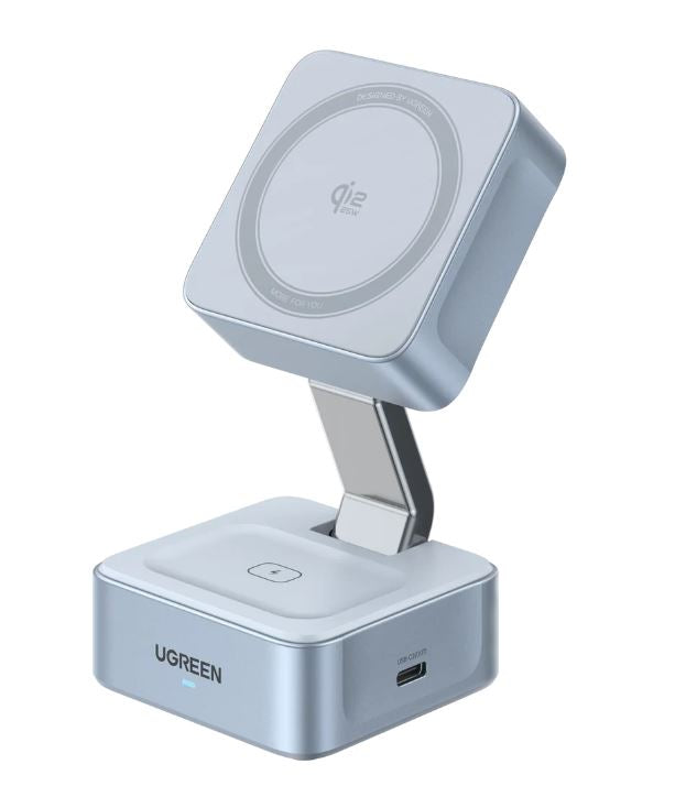 UGREEN MagFlow 2-in-1 Magnetic Wireless Charger (Qi2 25W, MagSafe-Compatible)
