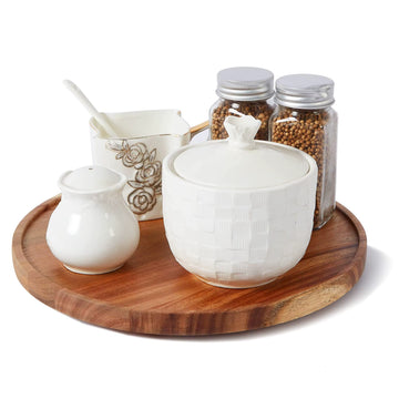 Acacia Wood Lazy Susan Turntable – 10-Inch Rotating Storage Tray for Kitchen, Dining Table & Countertop