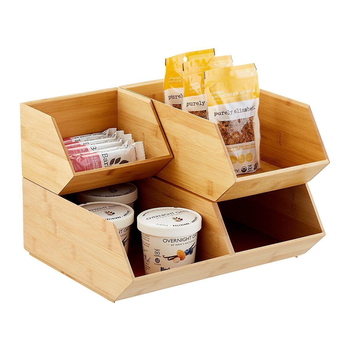 Tiered Bamboo Countertop Organizer – Multi-Level Snack & Pantry Storage Rack